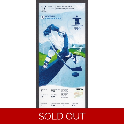 2010 Vancouver Olympics Men's Ice Hockey Ticket CZECH REPUBLIC vs SLOVAKIA 2/17